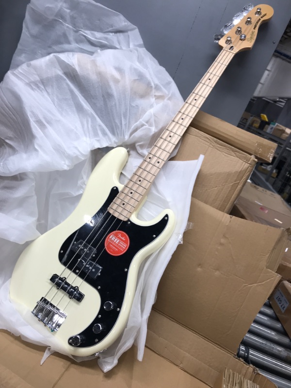 Photo 2 of  **SEE LAST PHOTO FOR DAMAGE**
Squier Affinity Series Precision Bass, Olympic White, Maple Fingerboard