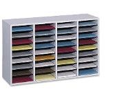 Photo 1 of Safco Products Wood Adjustable Literature Organizer, 36 Compartment 9424GR, Gray & Wood Adjustable Literature Organizer, 24 Compartment, 9423GR, Gray, Durable Construction Organizer