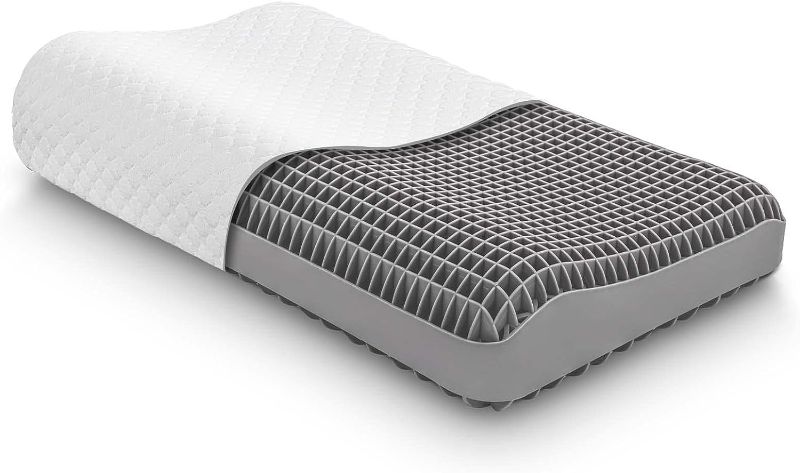 Photo 1 of **COVER NEEDS TO BE WASHED OR REPLACED**
OvanMolnet Elastic Grid Contour Bed Pillow, Deep Sleep and Neck Pain Relief, Supportive Comfortable Cervical Pillow Breathable Cooling Pillow TPE Grid Pillow for Back Sleepers (Grey)
