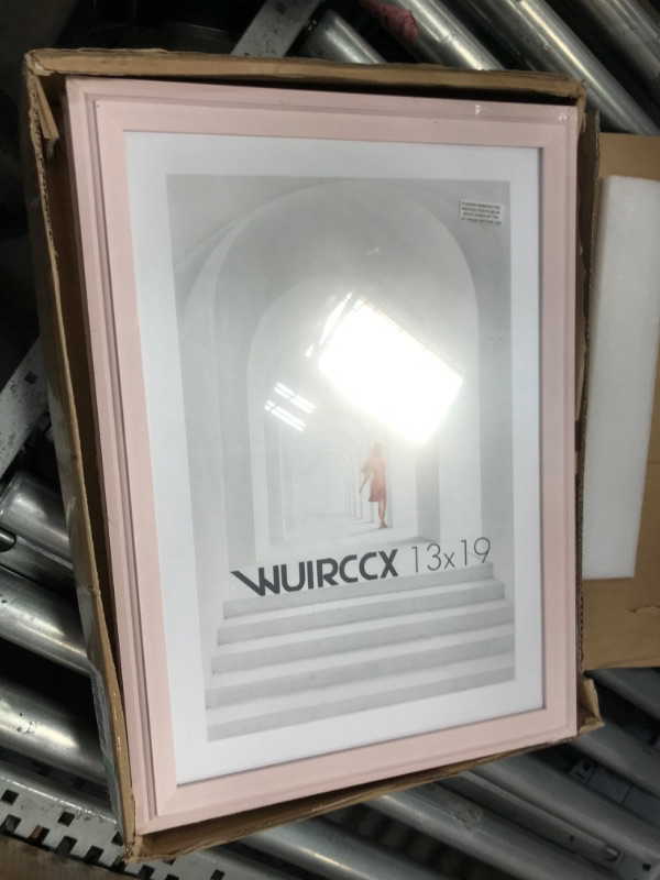 Photo 2 of WUIRCCX 13x19 Picture Frames High Definition Glass Pink,Set of 4 Display Pictures 11x17 with Mat or 13x19 Without Mat,with Shatter Resistant Glass Photo Frame,Vertical Formats for Wall