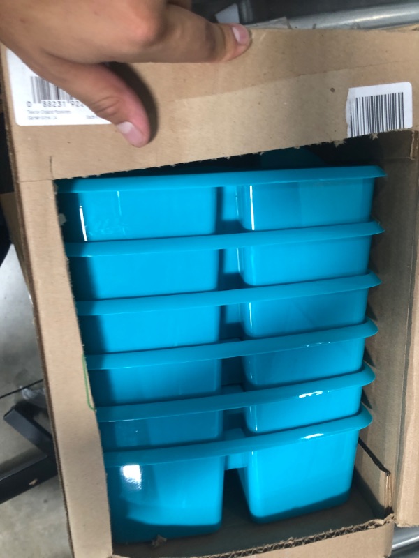 Photo 2 of Teacher Created Resources Teal Portable Plastic Storage Caddy 6-Pack for Classrooms, Kids Room, and Office Organization, 3 Compartment