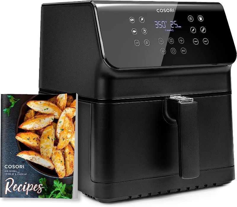 Photo 1 of **MINOR TEAR & WEAR**COSORI Pro II Air Fryer Oven Combo, 5.8QT Large Cooker with 12 One-Touch Savable Custom Functions, Cookbook and Online Recipes, Nonstick and Dishwasher-Safe Detachable Square Basket, Black, CP358-AF
