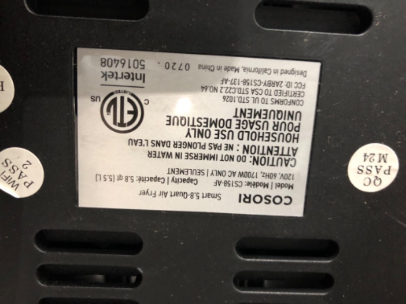 Photo 4 of **MINOR TEAR & WEAR**COSORI Pro II Air Fryer Oven Combo, 5.8QT Large Cooker with 12 One-Touch Savable Custom Functions, Cookbook and Online Recipes, Nonstick and Dishwasher-Safe Detachable Square Basket, Black, CP358-AF
