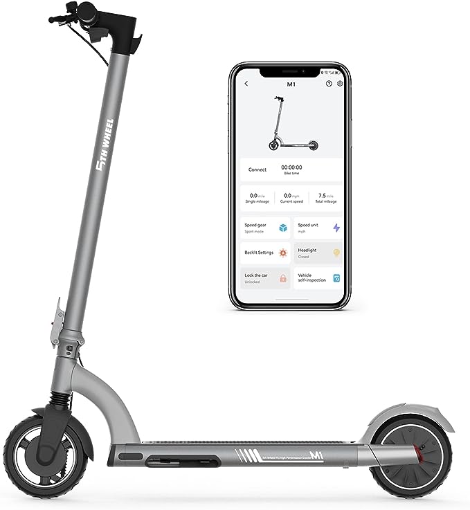 Photo 6 of 5TH WHEEL M1 Electric Scooter - 13.7 Miles Range & 15.5 MPH, 500W Peak Motor, 8" Inner-Support Tires, Triple Braking System, Foldable Electric Scooter for Adults and Teens, iF Design Award Winner