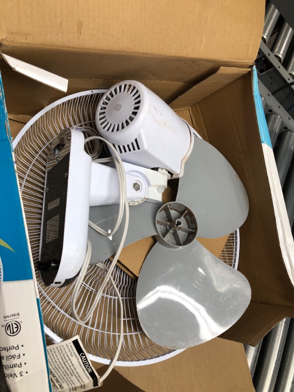 Photo 2 of **USED PARTS ONLY**
Comfort Zone CZ16WR 16" Quiet 3-Speed Wall Mount Fan with Remote Control, Timer and Adjustable Tilt, White 16" Wall Fan 