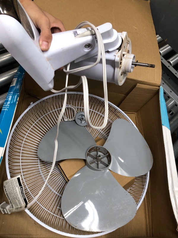 Photo 4 of **USED PARTS ONLY**
Comfort Zone CZ16WR 16" Quiet 3-Speed Wall Mount Fan with Remote Control, Timer and Adjustable Tilt, White 16" Wall Fan 