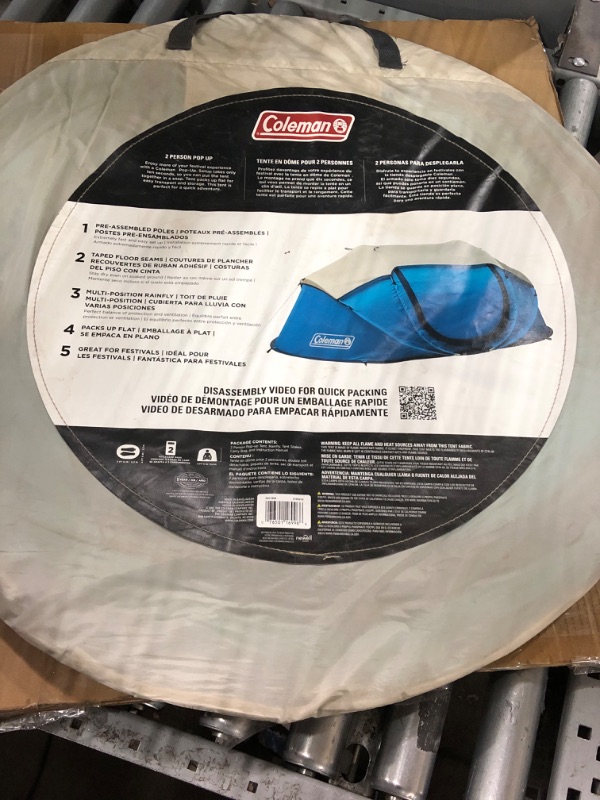 Photo 2 of * fabric torn * sold for parts/repair *
Coleman Pop-Up Camping Tent 2 Person Blue