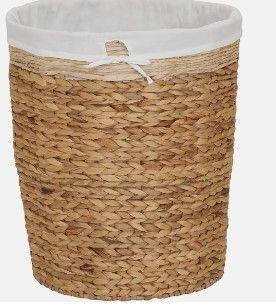 Photo 1 of 21H  1/2" X 18"W  NATURAL COLORED ROUND LAUNDRY BASKET WITH WHITE SACK