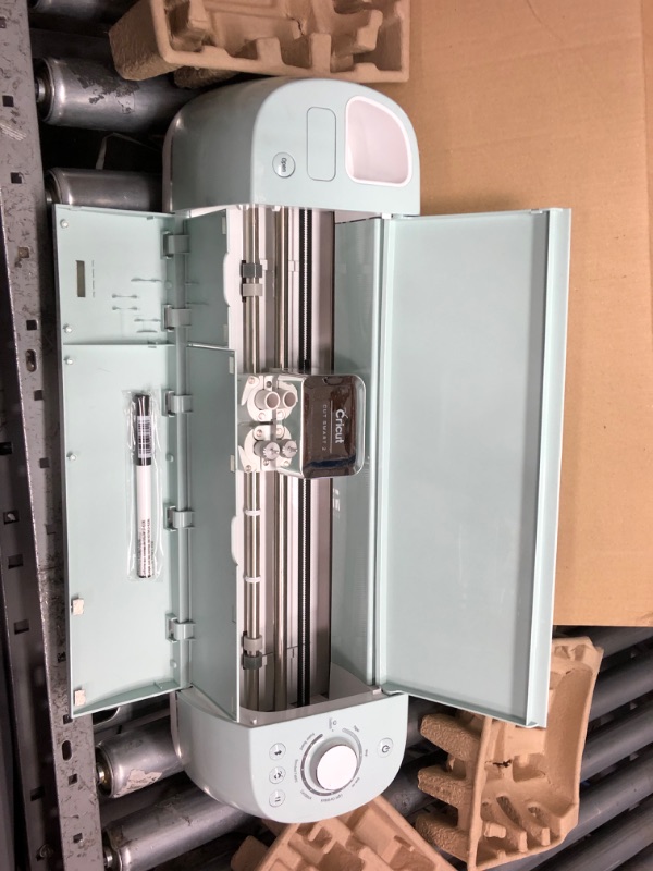 Photo 3 of **UNABLE TO TEST , MISSING POWER  CORD***
Cricut Explore Air 2 - A DIY Cutting Machine for all Crafts, Create Customized Cards, Home Decor & More, Bluetooth Connectivity, Compatible with iOS, Android, Windows & Mac, Mint