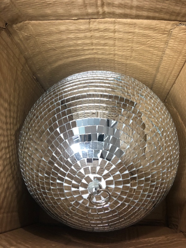 Photo 2 of 2 Pcs Jumbo Glass Disco Ball 16 and 12 Inch Mirror Disco Ball Large Silver Hanging Disco Ball Reflective Disco Ball Lighting Disco Party Supplies for DJ Dance Music Club Stage Home Party Decoration