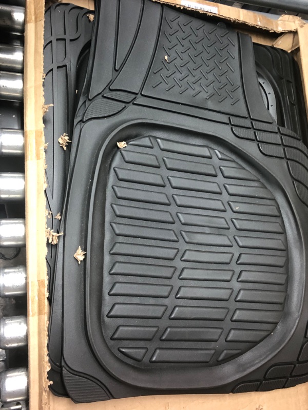 Photo 2 of Motor Trend - MT-923-BK 923-BK Black FlexTough Contour Liners-Deep Dish Heavy Duty Rubber Floor Mats for Car SUV Truck & Van-All Weather Protection, Universal Trim to Fit Full Set Black