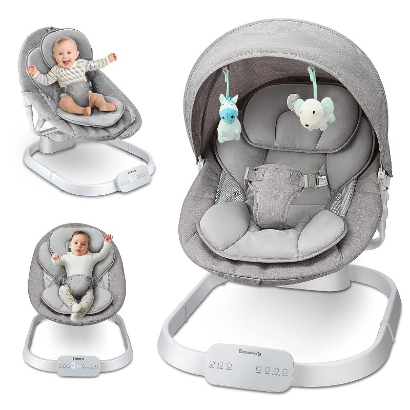 Photo 1 of Baby Swing and Bouncer 2 in 1, Babeelovly Baby Swings for Infants Portable Swing with Cannoy and 10 Preset Music Wireless, Automatic Infant Swing Outdoor Indoor with Remote Control, Multicolored
