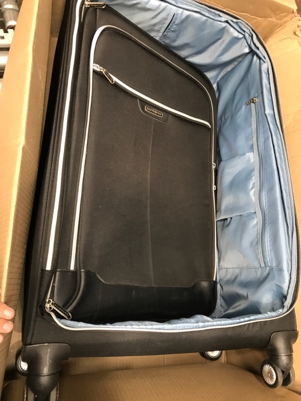 Photo 3 of **USED**
Samsonite Ascella X Softside Expandable Luggage with Spinner Wheels, Black, Checked-Medium 25-Inch Checked-Medium 25-Inch Black