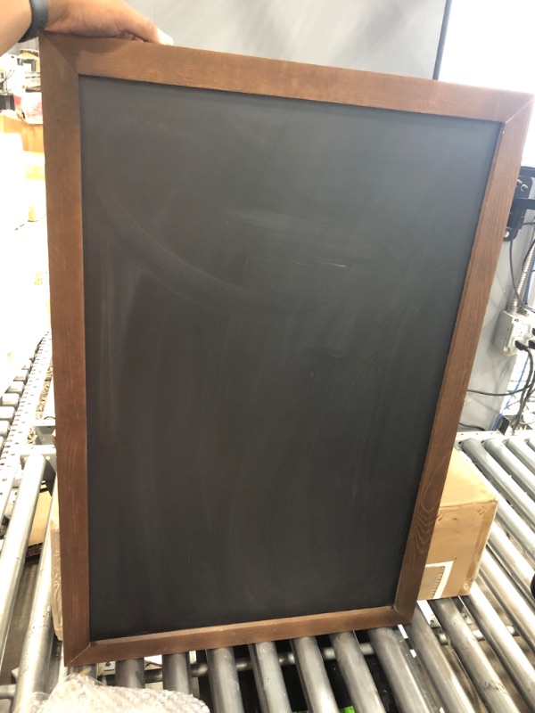 Photo 2 of **MINOR WEAR & TEAR**MyGift Vintage Style Large Chalkboard Sign with Brown Wood Frame, Hanging Retail and Cafe Menu Board , 36 x 24