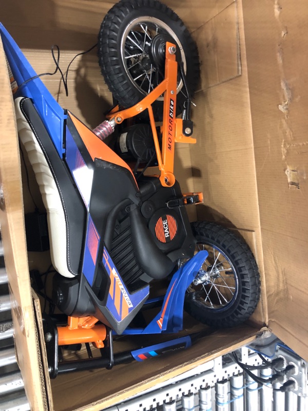 Photo 2 of 24V Electric Off-Road Motorcycle,250W Motor 13.6MPH Fast Speed Motocross,Leather Seat Dirt Bike,Twist Grip Throttle,Metal Suspension,Air-Filled Tires,for Kids Teens Age 13+ (Blue)