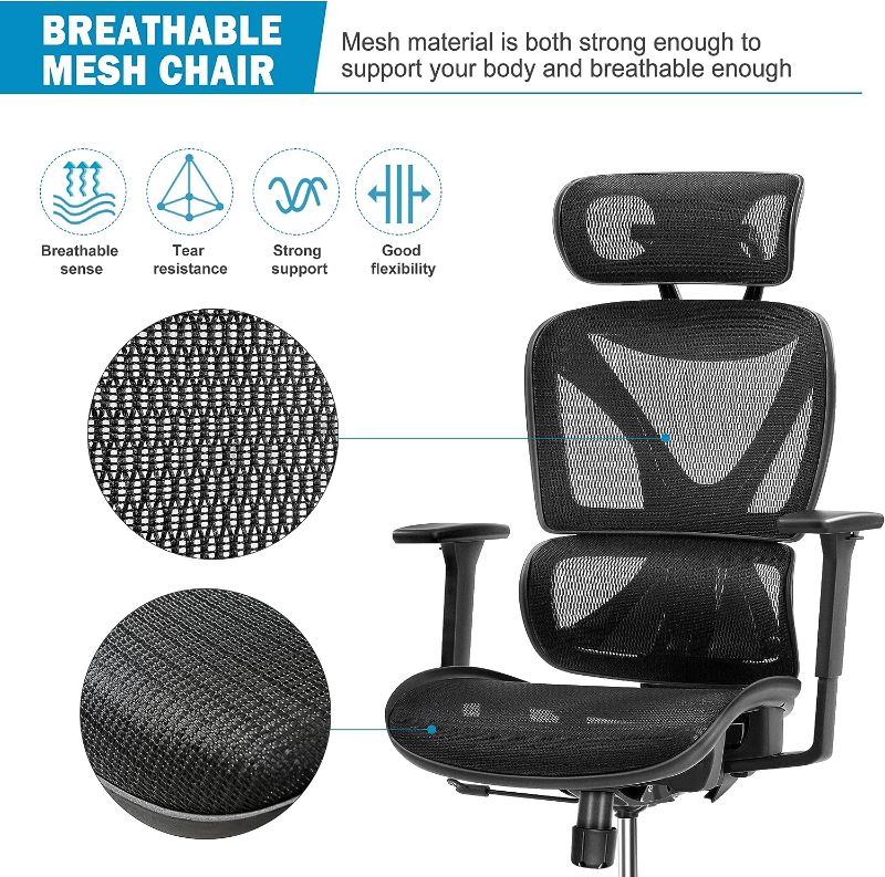 Photo 1 of ABRYLLY Office Chair, Large Ergonomic Desk Chairs, High Back Computer Chair with Lumbar Support, 3D Armrest, Breathable Mesh, Adjustable Headrest, Ergo