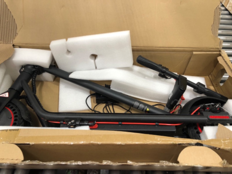 Photo 2 of *****open box may be missing hardware****

Electric Scooter 450W Powerful Motor,19mph Speed and 8.5” Honeycomb Solid Tires,Anti-Theft Lock,Wide Deck Portable & Folding e Scooter for Adults Black