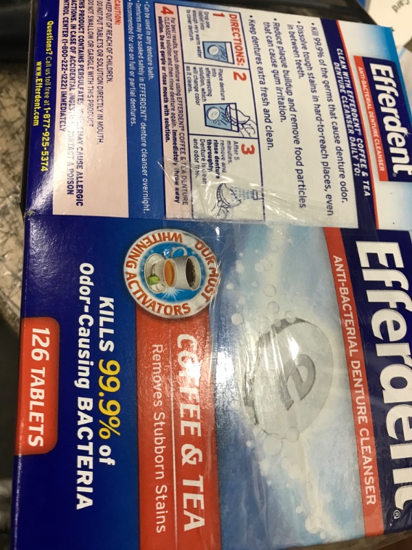 Photo 2 of 2 Efferdent Retainer & Denture Cleaner Tablets, Coffee & Tea, 126 Count