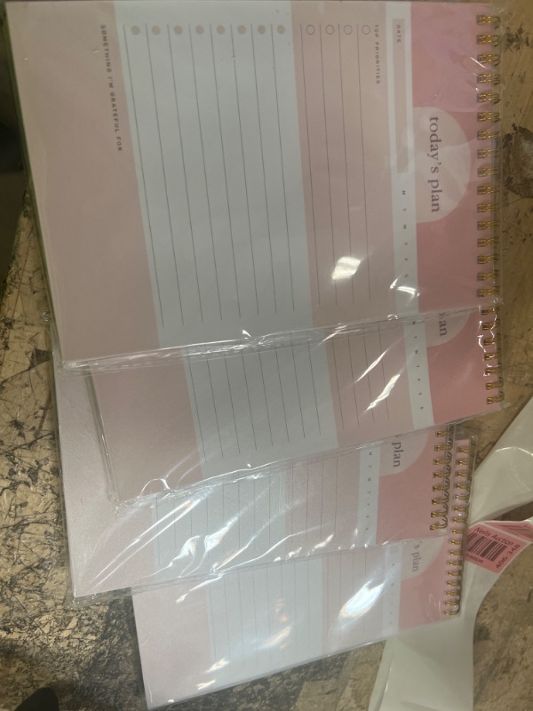 Photo 2 of 4 pack - Daily Planner Pad- Daily Life Planner and Gratitude Journal to Increase Productivity, 52 Sheets Premium Paper with Strong Twin-Wire Binding, Keep Your Day Focused. 5.5" x 8.5" Nude-Pink