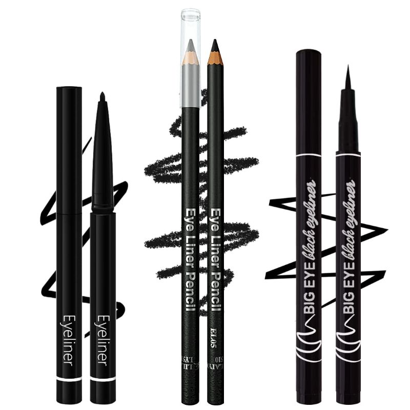 Photo 1 of 3 pack - ETEDES 3 Different Precision Liquid Eyeliners,Long lasting,Waterproof,Smudge Proof,[3-in-1] Eyeliner *3;Black #-0325025