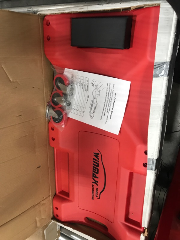 Photo 1 of ***Parts Only***BIG RED TRP6240 Torin Blow Molded Plastic Rolling Garage/Shop Creeper: 40" Mechanic Cart with Padded Headrest, Dual Tool Trays and 6 Casters, Red
