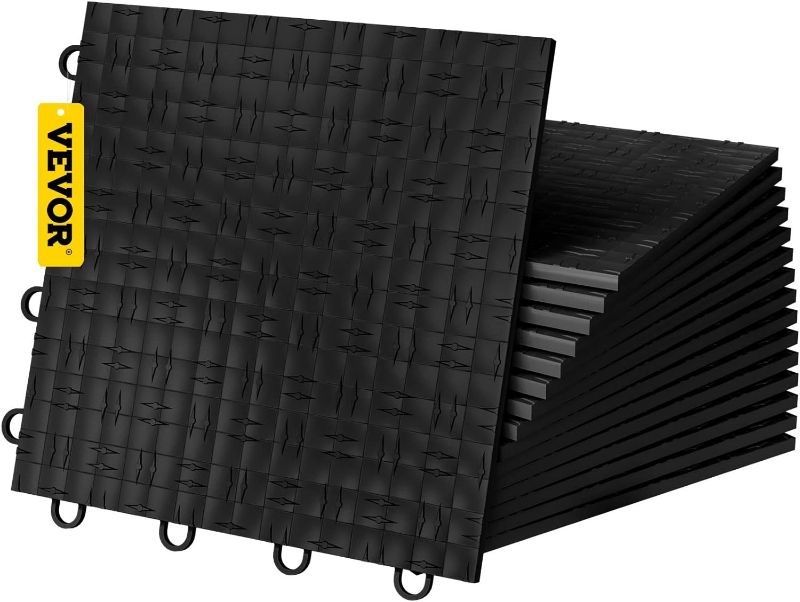 Photo 1 of 
VEVOR Garage Tiles Interlocking, 12'' x 12'', 50 Pack, Black Garage Floor Covering Tiles,Non-Slip Diamond Plate Garage Flooring Tiles
Size:50 Pack
Color:Black