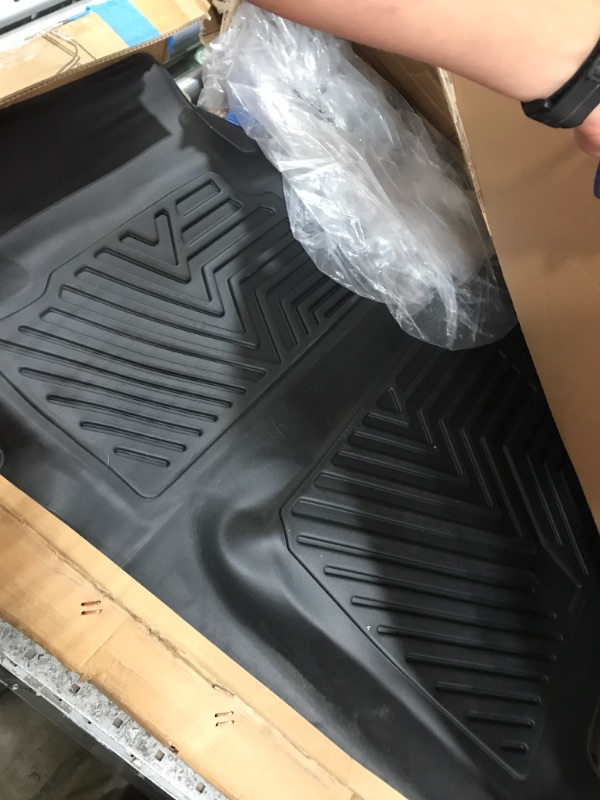 Photo 2 of YITAMOTOR Floor Mats Compatible with 2014-2018 Silverado/Sierra 1500, 2015-2019 2500HD/3500HD Crew Cab, with 1st Row Bench Seat, Custom Fit Black TPE Floor Liners 1st & 2nd Row All-Weather Protection