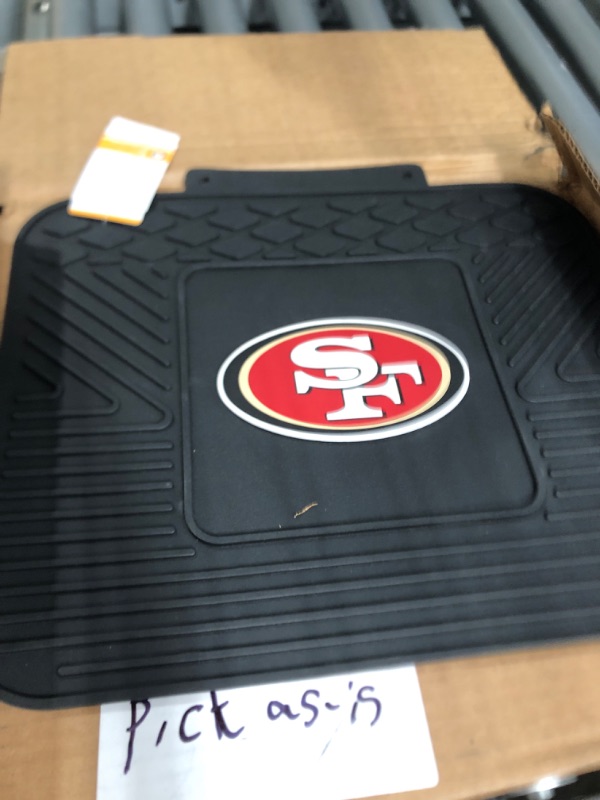 Photo 2 of FANMATS 8902 San Francisco 49ers 2-Piece Heavy Duty Vinyl Car Mat Set, Front Row Floor Mats, All Weather Protection, Universal Fit, Deep Resevoir Design