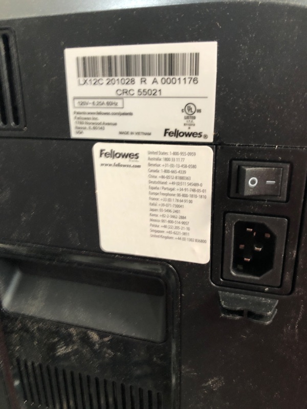 Photo 1 of Fellowes LX12C 20 Sheet P-4 Cross-Cut, Heavy Duty Paper Office Shredder, 100% Jam Proof