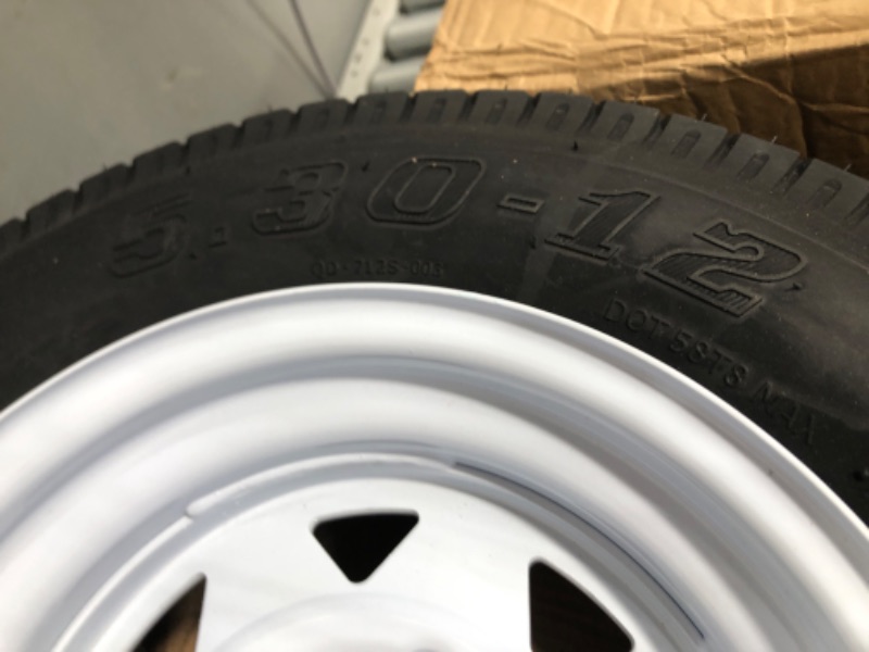 Photo 3 of 2 Pack 5.3-12 5.3x12 530-12 5.30-12 Trailer Tires with 12'' Rims, 5 Lug on 4.5'', Load Range C, 6PR
