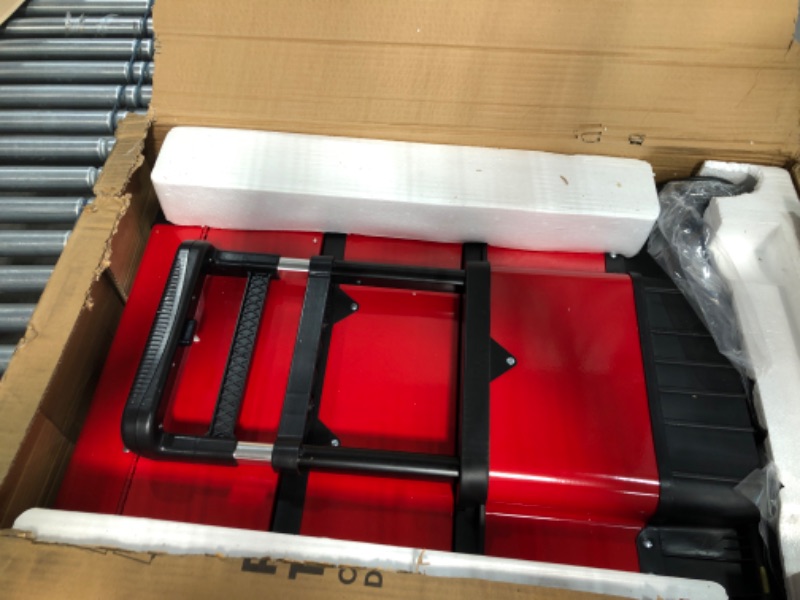 Photo 2 of BIG RED TRJF-C305ABD Torin Garage Workshop Organizer: Portable Steel and Plastic Stackable Rolling Upright Trolley Tool Box with 3 Drawers, Red