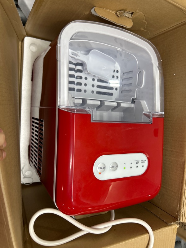 Photo 2 of Igloo Electric Countertop Ice Maker Machine - Automatic and Portable - 26 Pounds in 24 Hours - Ice Cube Maker - Ice Scoop and Basket - Ideal for Iced Coffee and Cocktails - Red
