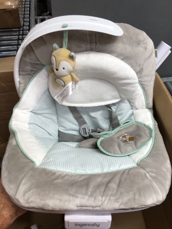 Photo 2 of 
Ingenuity InLighten 5-Speed Baby Swing - Swivel Infant Seat, 5 Point Safety Harness, Nature Sounds, Lights - Kitt Fox
Color:Kitt Fox