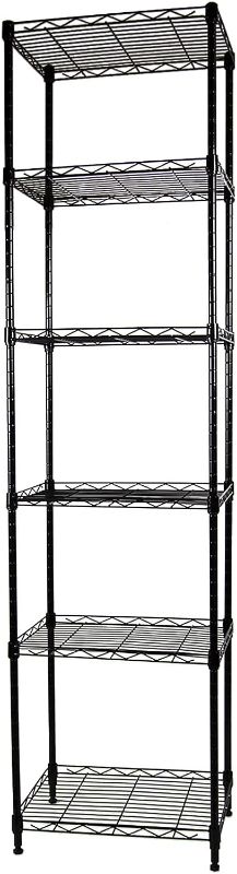 Photo 1 of  6-Tier Wire Shelving Adjustable Shelves Unit Metal Storage Rack for Laundry Bathroom Kitchen Pantry Closet Organization (Black, 16.6" L x 11.4" W x 64.6" H)