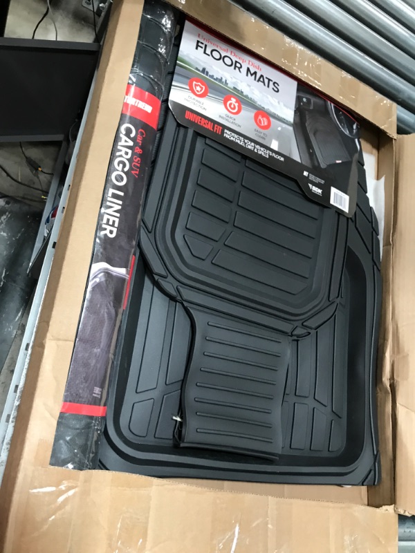 Photo 1 of Motor Trend 943-BK FlexTough Defender Car Floor Mats -Next Generation Deep Dish Heavy Duty Contour Liners for Car SUV Truck & Van-All Weather Protection, Trim to Fit Most Vehicles Black