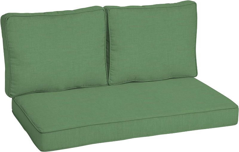 Photo 1 of 46 in. x 26 in. Outdoor Loveseat Cushion Set in Moss Green Leala
