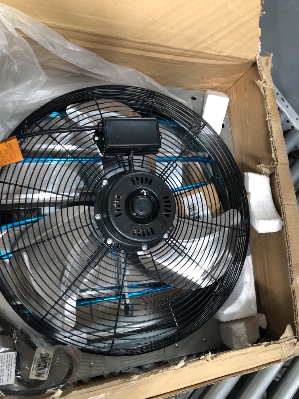 Photo 2 of 20 Inch Shutter Exhaust Fan Aluminum High Speed 1190RPM, 3368 CFM, Silver, with Adjustable Programmable Thermostat 20 Inch Fan+Power Cord+Thermostat