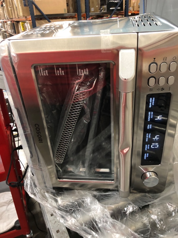 Photo 3 of **USED DENTED SEE PHOTOS*** TESTED** FUNCTIONAL
COSORI Smart 12-in-1 Air Fryer Toaster Oven Combo Convection Rotisserie & Dehydrator for Chicken, Pizza and Cookies, Recipe&Accessories Included, 30L, Silver – A Certified for Humans Device 30L+Toaster Oven 