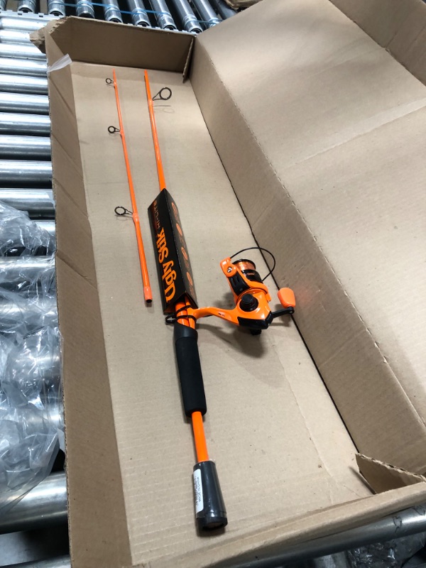 Photo 3 of **DAMAGED**Ugly Stik 6' Hi-Lite Spincast Fishing Rod and Reel Combo, Blue, 2-Piece Graphite & Fiberglass Rod, Durable and Strong, Right/Left Handle Position Spinning Orange