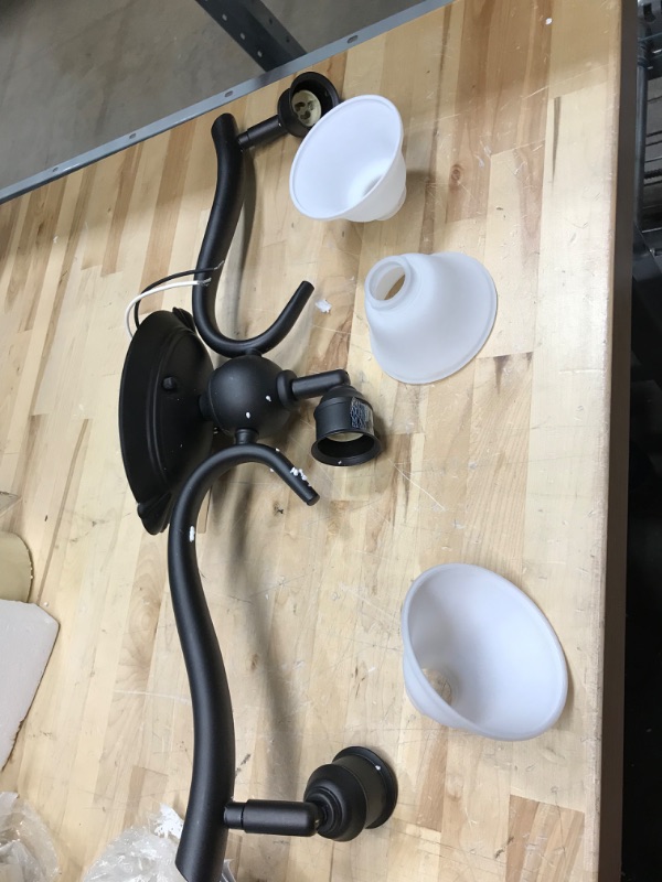 Photo 2 of ***Parts Only***Canarm IT217A03ORB10 Addison 3-Light Dropped Track Lighting with Flat Opal Glass Shades, Oil Rubbed Bronze 3 Light