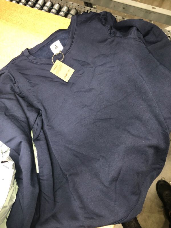 Photo 2 of Amazon Aware Women's Puff Sleeve Sweat shirt Large Navy