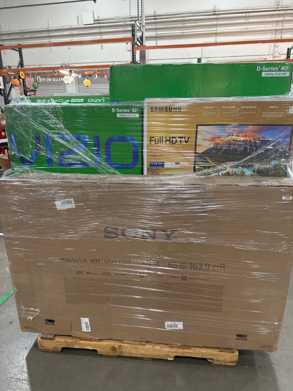 Photo 1 of Pallet Of Broken TV's and 1 Monitor, Sold As Is, No Refunds, No Returns. Items Are Damaged/Nonfunctional And/Or Missing Parts.