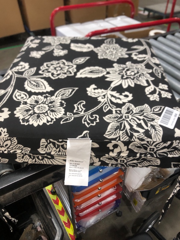Photo 2 of  Outdoor Deep Seat Cushion Black White Flowers 