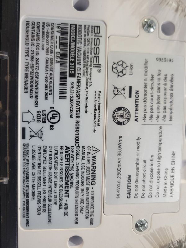 Photo 4 of **SEE NOTES/FOR PARTS**
Bissell SpinWave Hard Floor Expert Pet Robot, 2-in-1 Wet Mop and Dry Robot Vacuum, WiFi Connected with Structured Navigation, 3115
