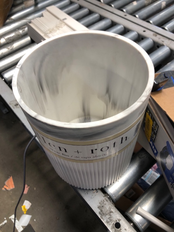 Photo 1 of allen + roth Rochelle White Marble Resin Wastebasket

