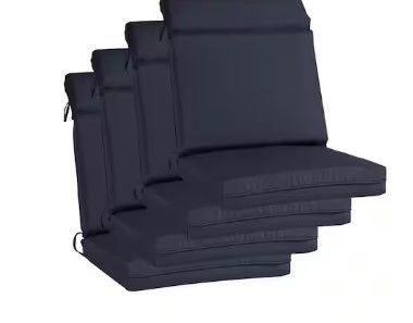 Photo 1 of 20 in. x 17 in. Outdoor High Back Dining Chair Cushion in Navy Blue (4-Pack)
