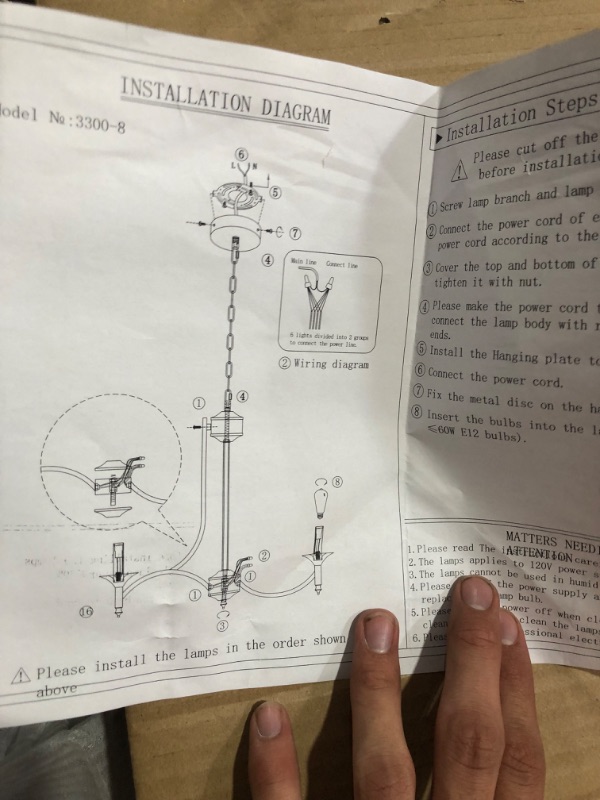 Photo 3 of [FOR PARTS, READ NOTES]
Pretoy Industrial Candle Chandelier Modern Farmhouse Hanging Pendant Light Fixture with 8-Light Black Iron Classic Rural Candle Ceiling 