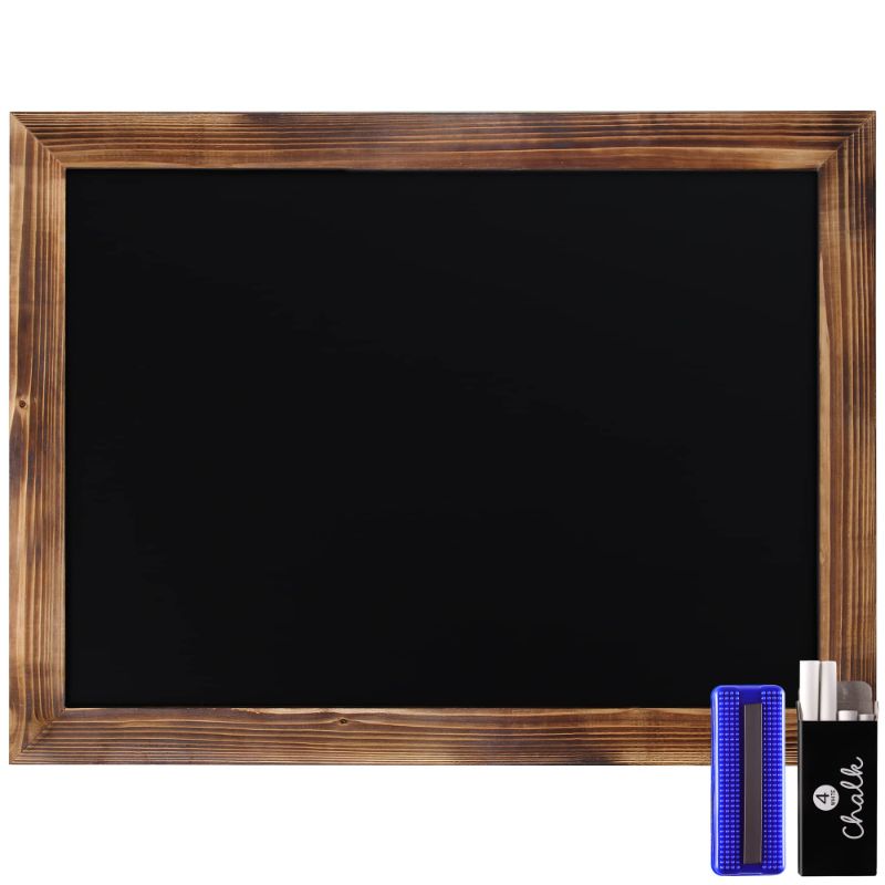 Photo 1 of Rustic Torched Wood Magnetic Wall Chalkboard, Large Size 18" x 24", Framed Chalkboard - Decorative Magnet Board Great for Kitchen Decor, Weddings, Restaurant Menus and More! … (18" x 24")… 2 - Torched Brown 18 x 24 Inch