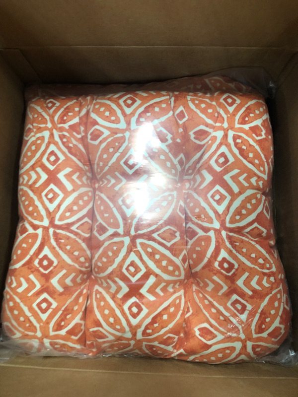 Photo 2 of 2pk Merida Pimento Wicker Outdoor Seat Cushions Orange - Pillow Perfect