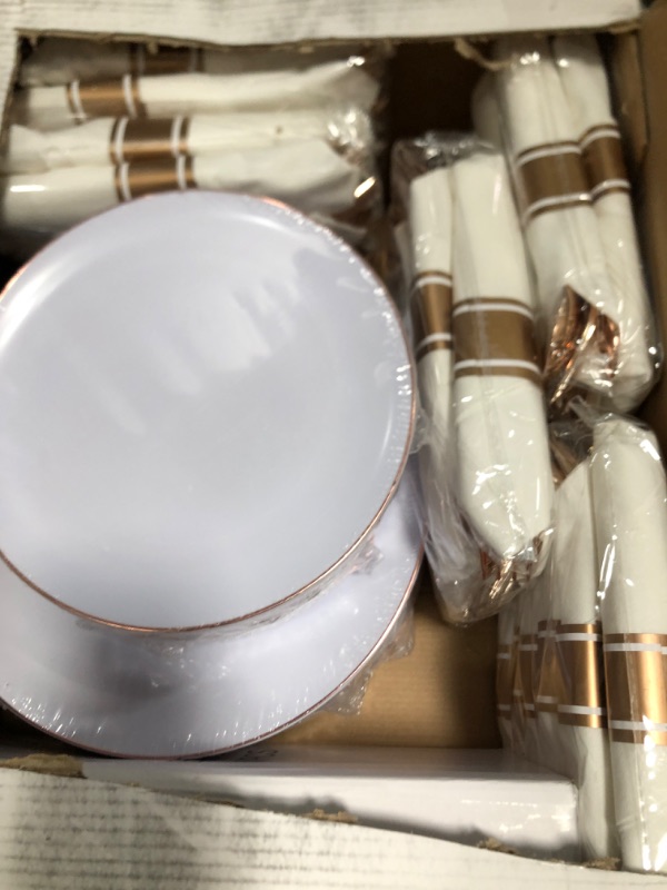 Photo 1 of 350 rose gold plastic dinnerware 